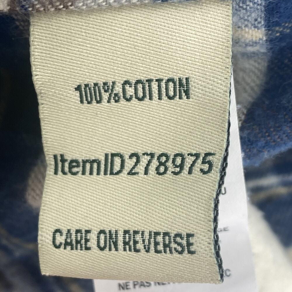 LL Bean Scotch Plaid Flannel Shirt Womens 2X Beige Blue Relaxed Fit 278975 - Picture 6 of 9
